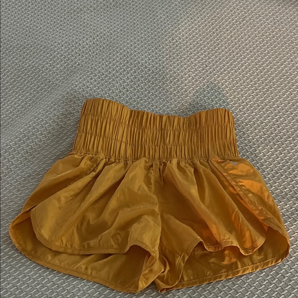 FP High-Waist Mustard Yellow Ruffle Shorts